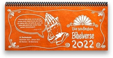 Tischkalender- Planer 2022 „Bibelverse“ Buntkalender® Orange: Starten Sie in jede neue Woche mit einem Bibelvers - XL-Kalender: 29,7 x 13,5 cm, quer, orange