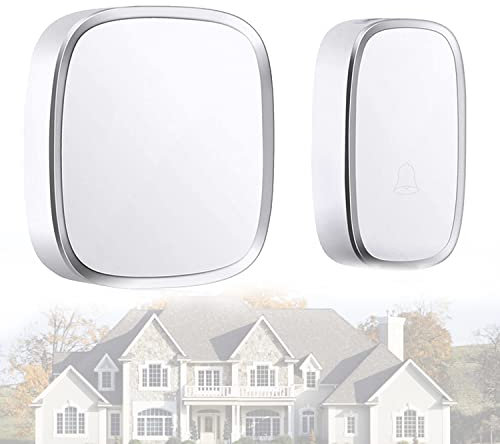 Doorbell Kit, Wireless Door Bell Plug-in LED Receiver 300M Range Door Entry Bell Cordless Loud Operating with 4 Level Volume,36 Ring Chime, Waterproof IP44, Battery Included