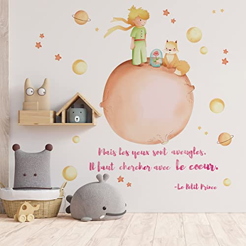 Runtoo Wandtattoo Der Kleine Prinz Wandsticker Planet Sprüche Zitate Wandaufkleber Kinderzimmer Babyzimmer Schlafzimmer
