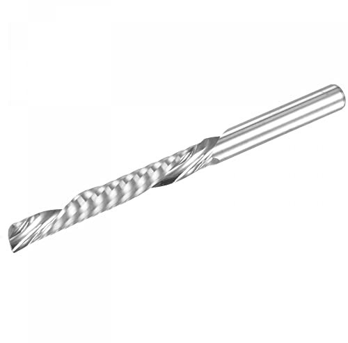 sourcing map End Mill CNC Router Bit, 4mm Shank 4mm x 32mm Left Hand Carbide Single Flute Spiral Upcut Milling Cutter for Carving Acrylic PVC MDF Hardwood