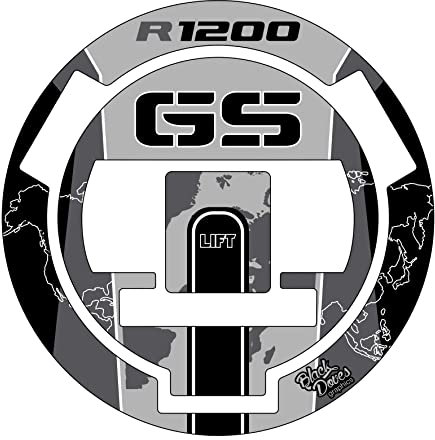 Adesivo 3D Resinato Tappo Serbatoio sostitutivo per BMW R1200GS 2004-2012 | Sticker Moto Protezione Serbatoio | Accessorio Black Doves Graphics (Grigio)