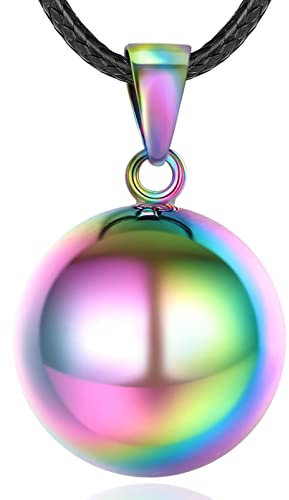 EUDORA Harmony Ball Collier de Grossesse pour Femme, Musique Colorée Souhaitant Carillon Bola Maternité Boule Pendentif Bijoux Cadeau pour Nouvelle Maman Dames, 45+30 inch.