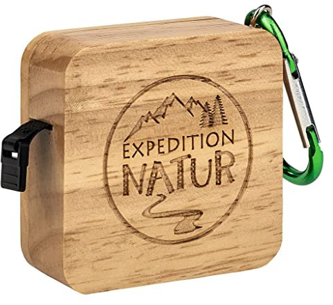 moses. Expedition Natur Maßband mit Karabiner, Flexibles Rollmaßband mit Stop-&-Go-Automatik, Selbstaufrollendes Taschenbandmaß für Kinder, Beidseitige Einteilung: cm-mm-inch Skala bis 150 cm