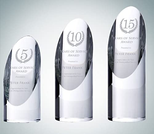 Personalised Clear Optic Crystal Glass Sliced Cylinder Award Trophy Engraved With Any Text (Small)