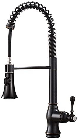 ANIFM Grifos, Grifo de Cocina extraíble de orbe de Arco Alto, Grifo de Cocina extraíble de Bronce, Mezclador Monomando de pulverización de 2 vías/Negro Comfortable Anniversary