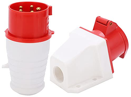 Enchufe Trifásico, Enchufe Industrial de 16 A y 5 Pines Enchufe de Montaje en Superficie Trifásico IP44 A Prueba de Agua, 220-380 V/240-415 V Enchufe y Enchufe, Enchufes Eléctricos