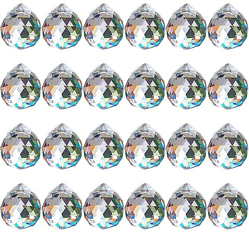ToBeIT 24pcs Kristall Sonnenfänger Zaubert Lichtreflexe Dekoanhänger Sonnenfänger,Deko Anhänge,Kristall Regenbogen für Garten Dekoration/Zuhause (G-24pcs)