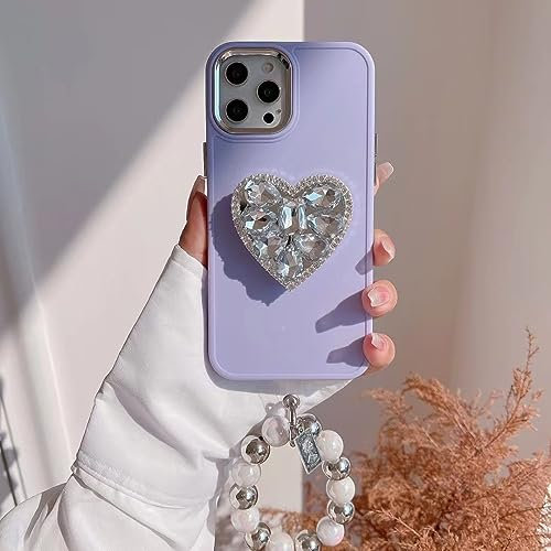 ENILSA Cadena de Cristal con corazón de Amor, Funda con Soporte para iPhone 14 Pro MAX 11 12 13 Pro MAX, Funda Trasera con Soporte a Prueba de Golpes, 1, para iPhone 11ProMax