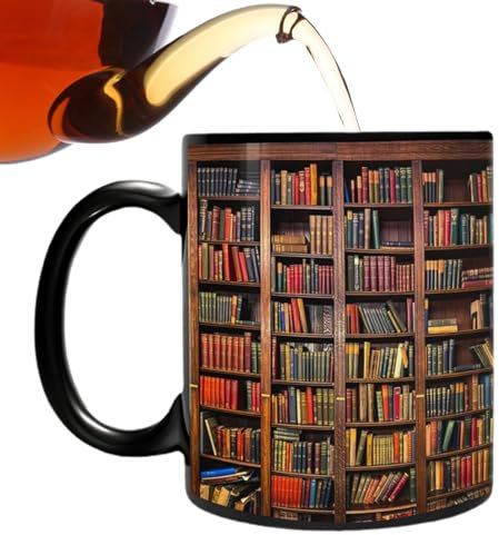 Aizuoni Bibliothek Bücherregal Tasse - Bücherbecher Mit -Effekt | Mehrzweckbecher, Bibliothek Bücherregal Kaffeetassen,Kreatives Raumdesign Mehrzweck-Keramikbecher (1)