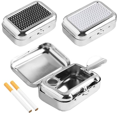 Taschenaschenbecher Geruchsdicht, 2 Stück Umweltfreundlich Aschenbecher für Unterwegs, Zigaretten Taschenascher, Taschenaschenbecher für Unterwegs für Reisen, Campen, Rauchen DraußEn Geeignet