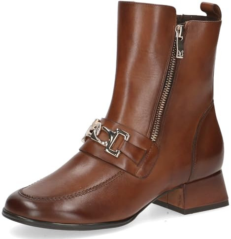 CAPRICE Damen Stiefeletten mit Absatz aus Leder mit Blockabsatz, Braun (Cognac Nappa), 40 EU