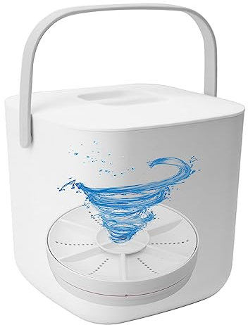 Mini Lavavajillas Ultrasónico, 18W 8.5V 2A 2000mah Lavadora Portátil con Cubo Lavavajillas de Encimera para Vajilla Frutas Verduras, Limpiador de Lavavajillas (WHITE)
