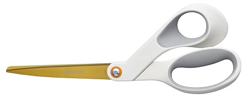 Fiskars SoftGrip Titanium Scissors, Stainless Steel Blades for Paper Crafting and Ergonomic Handle for Comfort and Control in Cutting Tasks, White