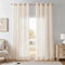 Softalker Vorhänge Beige mit Ösen Gardinenschal Transparent Voile Gardinen Leinenoptik Vorhang 245 cm Lang Gardinen Schals 2er Set Ösenschal 140 cm Breite für Wohnzimmer Schlafzimmer