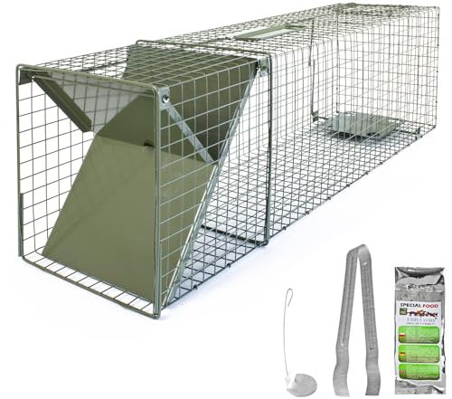 Petigi Lebendfalle Grün Drahtfalle Marder Lebend Wiesel Garten Kaninchen Abwehr Umsiedeln Falle Haus Zubehör Ratte Vertreiben Dachboden Rattenfalle 102 x 29 x 31 cm