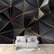 Non-Woven Fleece 3D Black Gold Three -Dimensional Geometry Design Photo Wallpaper Wall Mural Kids Aldult Bedroom Wall Mural Home Poster Decoration 200 x 140 cm