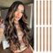 FESHFEN Farbige Haarverlängerung, 10 PCS Braun gemischt Blond Haarteil für Damen Synthetik Party Highlight Bunte Glatte Haarverlängerungen Clip in Haarteil für Frauen, 55cm