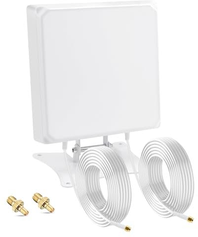 Nelawya Antenne 5G/LTE/4G pour Routeurs/Hotspots Mobiles/Passerelles | Gain élevé de 7 dBi | Antenne directionnelle MIMO | Câble SMA de 3 m + Adaptateur TS9 | Usage intérieur/extérieur