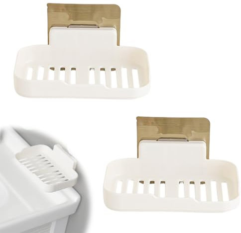 GGUFAY 2 Piezas Contenedor para Jabón Autopegable Montaje en Pared – Platillo para Jabón en ABS Resistente,Portajabones Sin Perforar con Diseño de Desagüe Rápido, para Cocina y Baño