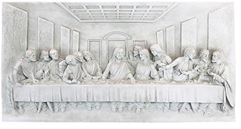 Design Toscano Das letzte Abendmahl Wandskulptur, Polyresin, Antikes Steingrau, 58 cm