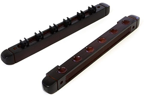 Billard Queue Wandhalterung aus Holz, 2-teilig, Halterung für bis zu 6 Pool-Cues, Buche, Snooker-Halterung, Billard Zubehör (Mahagoni/Dunkelbraun)