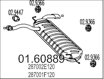 MTS 01.60889 Endschalldämpfer Endtopf 1200mm 13kg