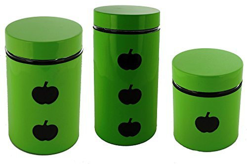 Edelstahl 3 er Vorratsdosenset Apfel klein Vorratsdose Vorratsbehälter Frischhaltedose Aufbewahrung Kaffeedose Glas (grün)