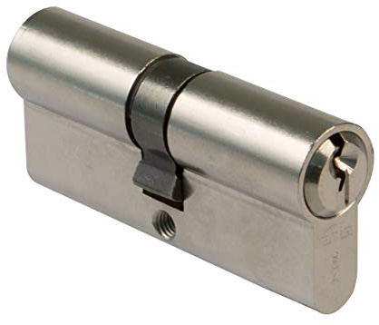 Amig - Security Cylinder | Anti-Pick & Anti-Drill Protection | 6-Pin Wing Cylinder | Includes 3 Brass Keys | Door Opener & Mortice Lock Compatible, Matte Silver, 45 (35-10), Brass