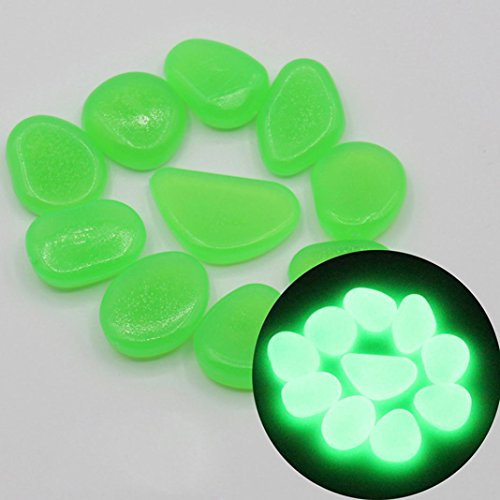 Lot de 100 galets phosphorescents pour jardin, allée extérieure, décoration d'aquarium (vert)