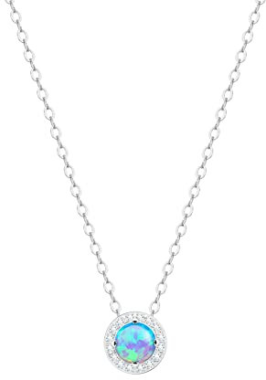 KristLand-Damen Halskette Sterling Silber Opal Anhänger Zirkon Intarsien Schmuckschatulle/Mädchen/Hochzeit/Party Blue Tear Series Halskette