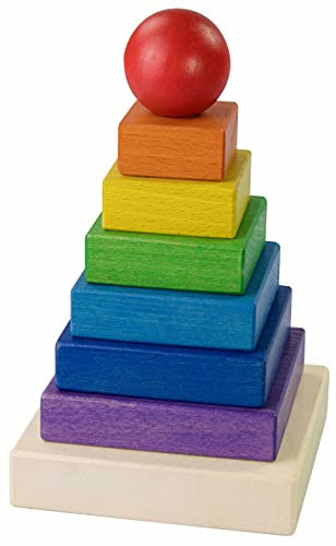 LAUBLUST Stapelturm aus Holz - Lernspiel & Motorikspielzeug - Bunt, ca. 11x11x19cm - Geschenk für Kinder - Handmade