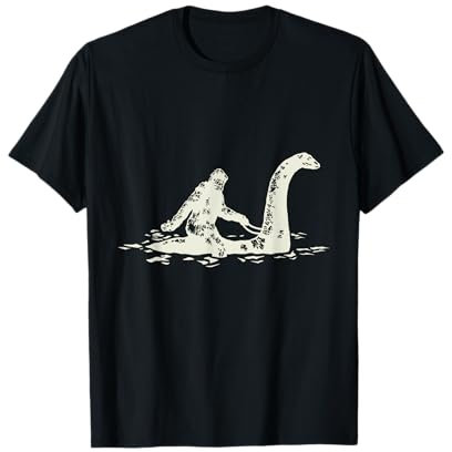 Bigfoot Sasquatch Riding The Loch Ness Monster Funny T-Shirt