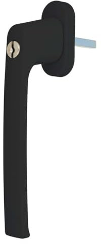 Premium Aluminium Fenstergriff für Terrassen-, Kipp- und Schiebetüren - abschließbar, Farbe:Schwarz RAL 9005 (matt), Stiftlänge:35mm