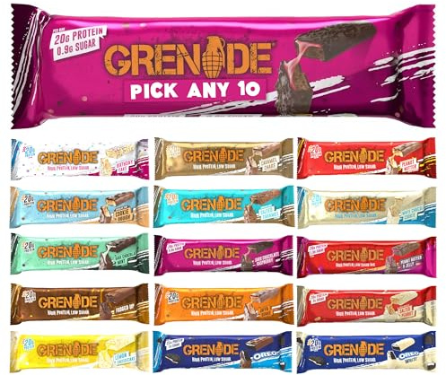 Grenade Protein Bar - Pick any 10 High Protein and Low Sugar Bars