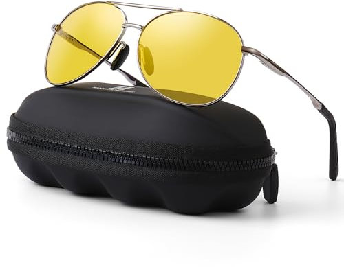 MXNXEU Sonnenbrille Herren Fahrerbrille Polarisiert Schwarz Polarisierte Herren Outdoor Vintage Unisex UV400 Fahren Stile Gelb Asche