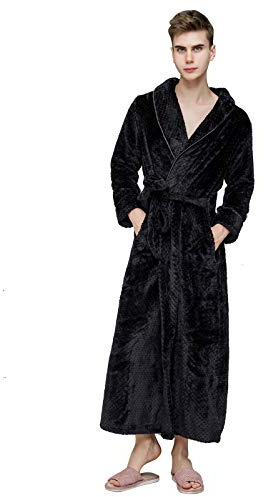ANUFER Unisex Uomo Donna Spesso Flanella Vestaglia Collo a Scialle Calda Lunga Inverno Accappatoio