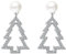 MYA art Damen Ohrstecker mit Perle Kugel Weihnachtsbaum Christbaumkugel Zirkonia Strass Steine Ohrringe Lang glänzend Weihnachts Silber Weiß