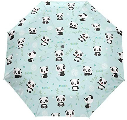 China Panda Regenschirm Auf-Zu Automatik Taschenschirm Winddichter Umbrella Klein Leicht Schirm Kompakt Schirme für Jungen Mädchen Reise Strand Frauen