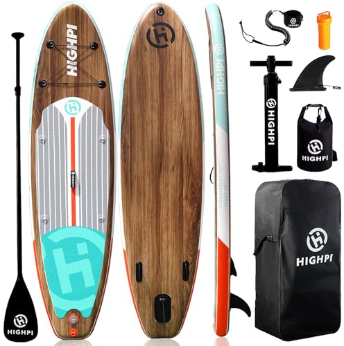Highpi 11ft Inflatable Stand Up Paddle Board for Youth and Adults – Wide Sup with Premium Accessories, Blow Up Paddleboard for Surfing, Fishing, Yoga & More