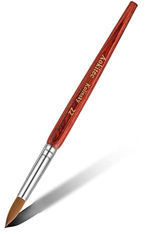 Pincel de Uñas Acrílico de Pelo de Marta Kolinsky Brocha de Madera para Esmalte de Decoración de Uñas y Manicura Herramienta de Pedicura Profesional con Cabezal Redondo (Tamaño #22)