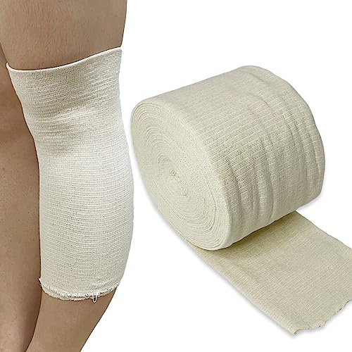 Rollo de gasa tubular - Manga de compresión elástica para soporte de brazo y pierna, acolchado para escayola, vendaje absorbente de sudor(5W x 394L)