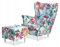 Family Meble Ohrensessel mit Hocker, Modell Print, Skandinavisch, Relaxsessel aus Webstoff, Loungesessel, Ohrensessel mit Hocker, Bequemer Sessel, Für Wohnzimmer, Esszimmer, Schlafzimmer, Dachte 14