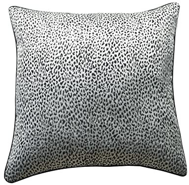 KnSam Home Kissenbezüge 45x45cm, Schwarz Grau Zierkissenhülle Esprit in Leinen mit Leopard Muster für Garten Bänke Cafés, Haus Dekor Weich Bequem Atmungsaktiv, 1 Stück