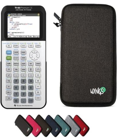 TI-83 Premium CE Edition Python inkl. WYNGS Schutztasche Dunkelgrau - Grafikrechner - Basic Set