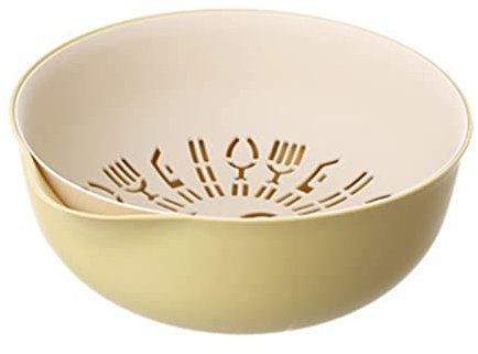 Kichvoe Escurridor De Cestas De Verduras Alimentos De Doble Capa Colador Cuenco De Lavado Cesta De Bayas De Cerámica Cuenco para Lavar Arroz Lavabo Cuenco De Verduras Páginas Multifunción