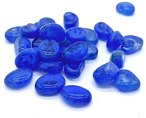 Sassi Colorati in Vetro Decorativi per Vasi Acquari e Contenitori Colore Blu Granulometria 20-30mm 530gr