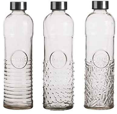 Urban Living Bottiglia Di Vetro Vintage 1Ltr 3 Disegni Assortiti