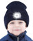 Deilin Tolles Geschenk für Kinder, Strickmütze mit LED-Lampe für Jungen Mädchen, Winterwärmer 4 Led Mütze Kinder USB Wiederaufladbare Unisex Beleuchtete Mütze mit Stirnlampen, Marine Blau