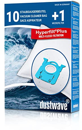 Dustwave® Lot de 10 sacs d'aspirateur pour AEG AB61C3CR Clean 6000 – très efficaces, en micro-non-tissé multicouche avec fermeture hygiénique – Fabriqué en Allemagne