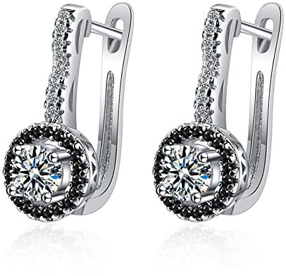 Bysonglezai Ohrringe für Damen Ohrstecker Schmuck Mädchen Earrings Geschenke Trendige Natürliche Zirkon Tropfen Ohrringe Frauen Runde Spinell Ohrringe Feiner Schmuck Schwarz